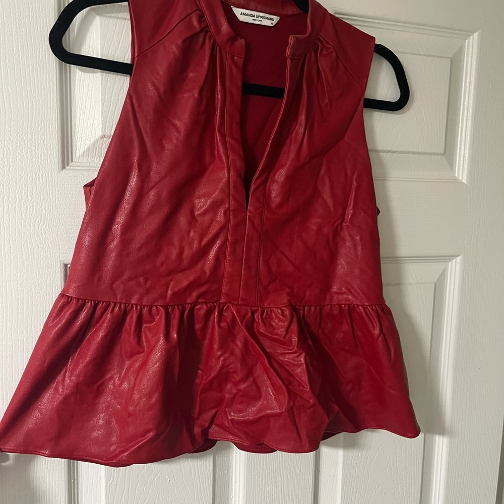 Amanda Uprichard Red Peplum Blouse